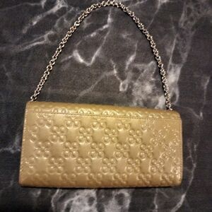 Rare Coach Elegant Gold Floral Embossed Chain Bag